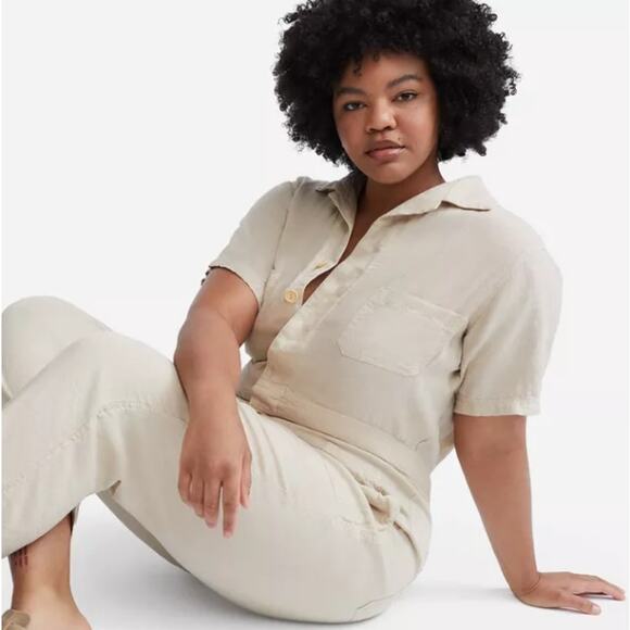 NEW Mate the Label Linen Short Sleeve Jumpsuit Classic Utility Size Small - Picture 7 of 10